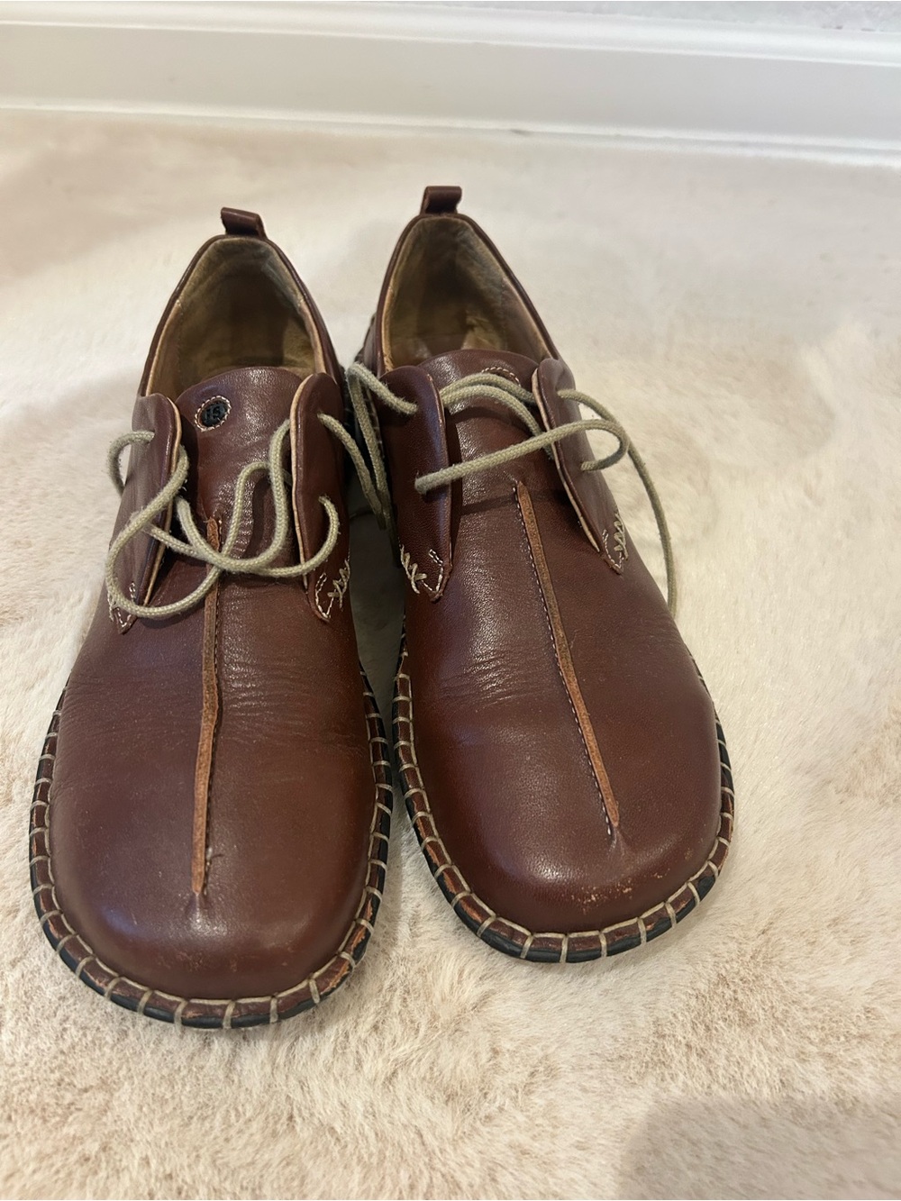 Josef Seibel unisex Brown Leather Slip-On Loafers with Laces